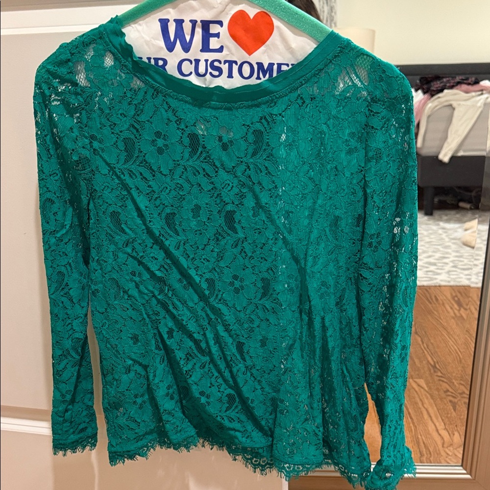Joie Teal Green Lace Blouse